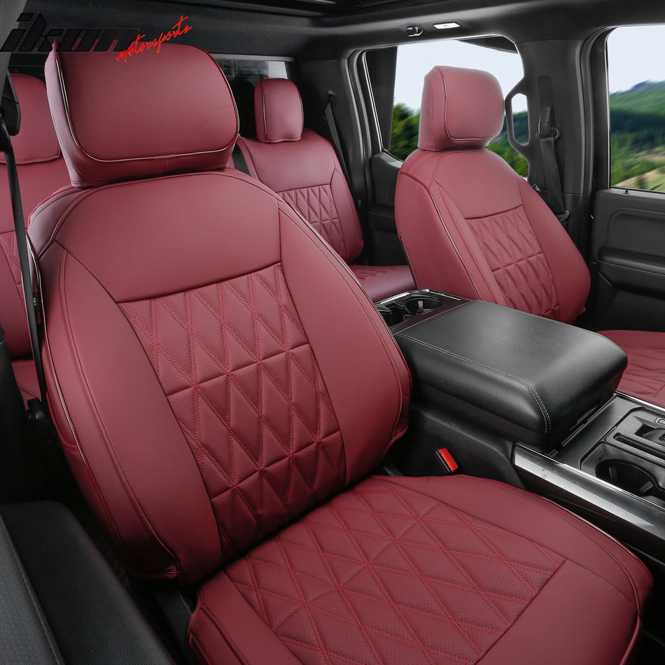 2015-2020 Ford F150 17-22 F250 F-50 F450 Crew Cab Front Seat Cover Red