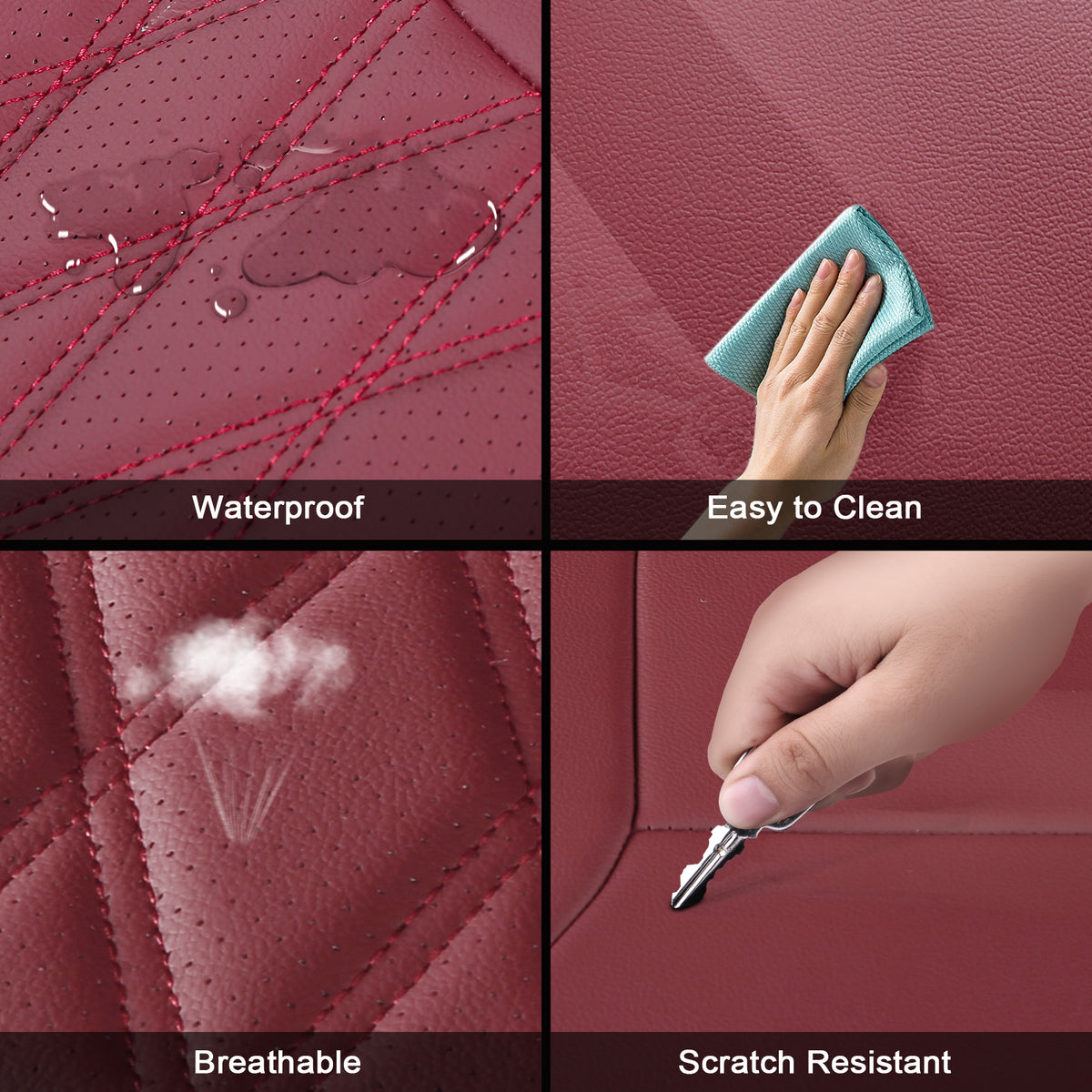 Fits 15-20 Ford F-150 17-22 F-250 F-350 F-450 Crew Cab Front Row Seat Covers Red