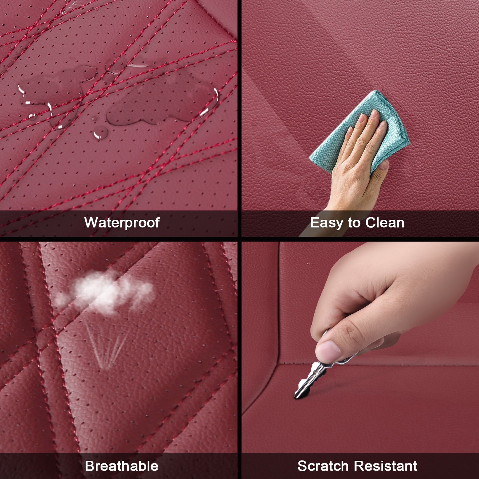 Fits 15-20 Ford F-150 17-22 F-250 F-350 F-450 Crew Cab Front Row Seat Covers Red