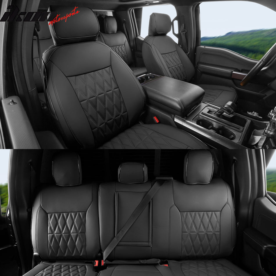 2015-2020 Ford F150 17-22 F250 F350 F450 Crew Cab Seat Covers Black
