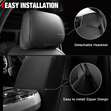 Fits 15-20 Ford F150 17-22 F250 F350 F450 Crew Cab Seat Covers Full Set Black