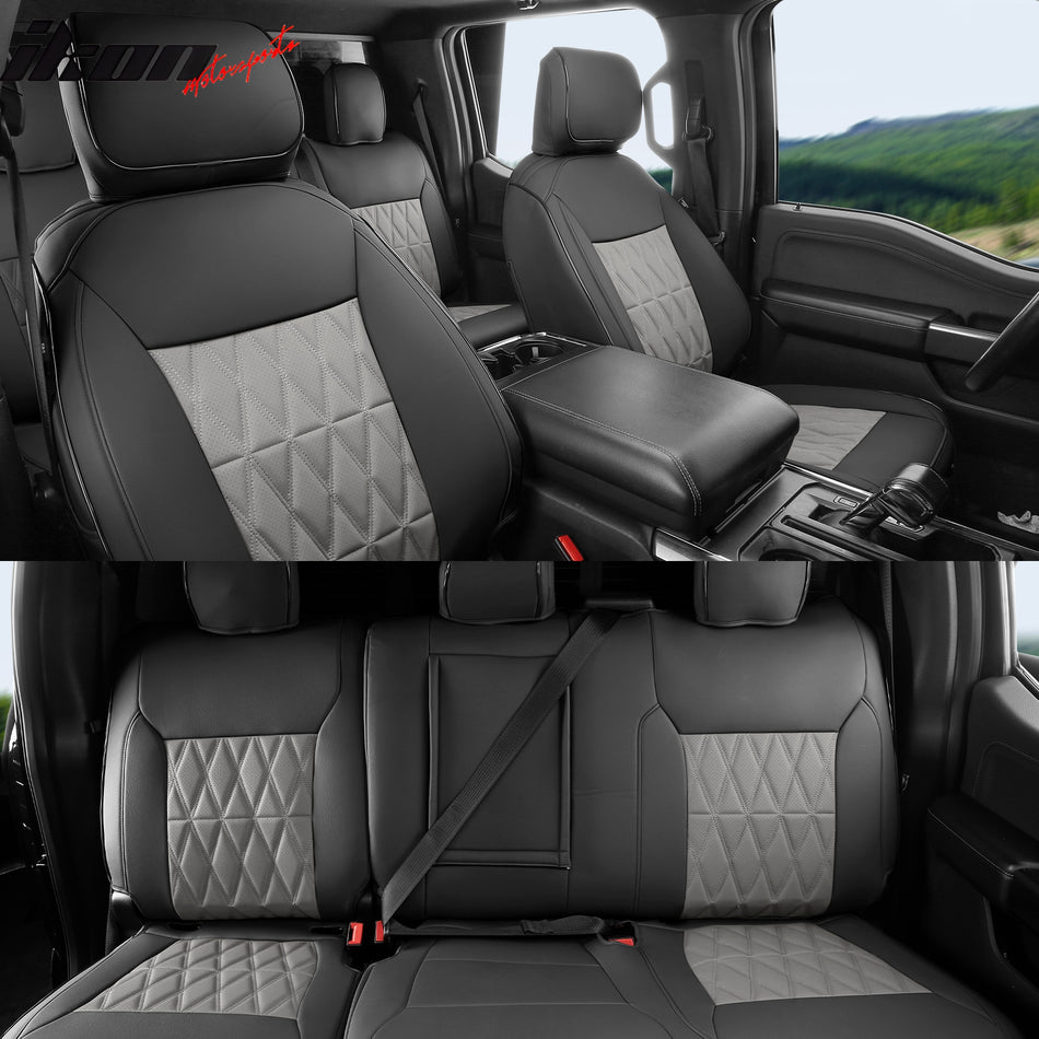 2015-2020 Ford F150 2017-2022 F250-F450 Crew Cab Seat Cover Black&Gray