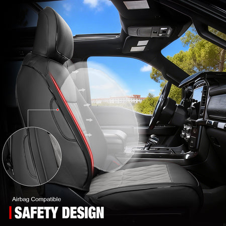 For 15-20 Ford F150 17-22 F250 F350 F450 Crew Cab Seat Cover Full Set Black&Gray