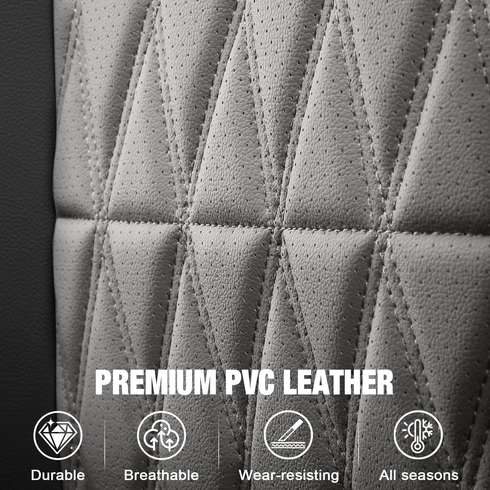 For 15-20 Ford F150 17-22 F250 F350 F450 Crew Cab Seat Cover Full Set Black&Gray