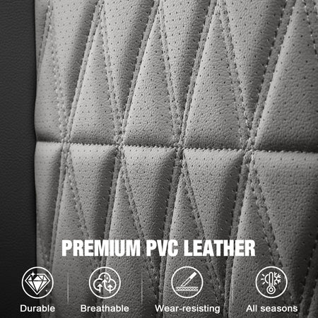 For 15-20 Ford F150 17-22 F250 F350 F450 Crew Cab Seat Cover Full Set Black&Gray