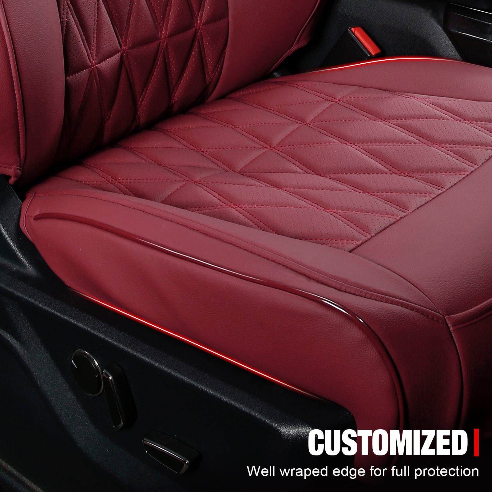 Fits 15-20 Ford F-150 17-22 F-250 F-350 F-450 Crew Cab Seat Covers Full Set Red