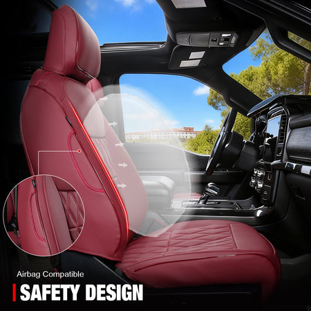 Fits 15-20 Ford F-150 17-22 F-250 F-350 F-450 Crew Cab Seat Covers Full Set Red