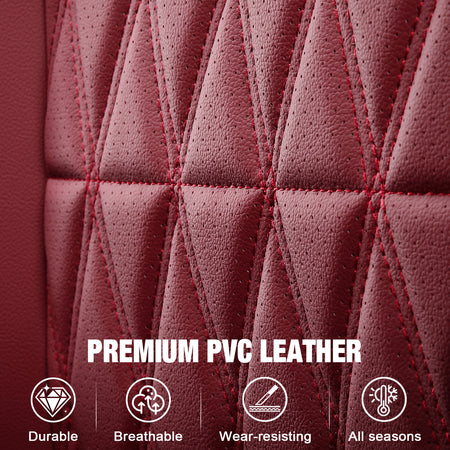 Fits 15-20 Ford F-150 17-22 F-250 F-350 F-450 Crew Cab Seat Covers Full Set Red