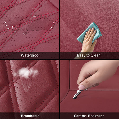 Fits 15-20 Ford F-150 17-22 F-250 F-350 F-450 Crew Cab Seat Covers Full Set Red