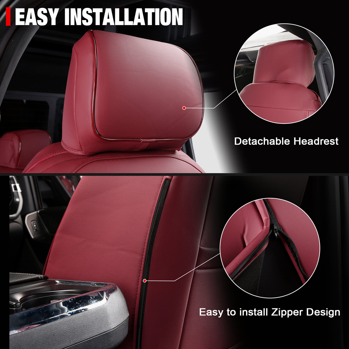 Fits 15-20 Ford F-150 17-22 F-250 F-350 F-450 Crew Cab Seat Covers Full Set Red