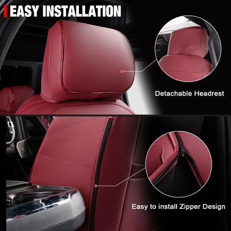 Fits 15-20 Ford F-150 17-22 F-250 F-350 F-450 Crew Cab Seat Covers Full Set Red