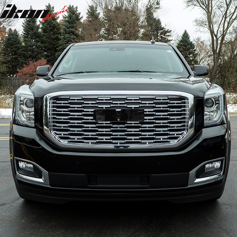 Fits 15-20 GMC Yukon Denali Style Front Bumper Upper Mesh Grille Chrome ABS