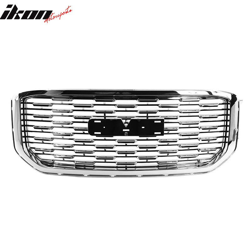 Fits 15-20 GMC Yukon Denali Style Front Bumper Upper Mesh Grille Chrome ABS