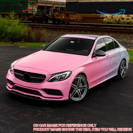 IKON MOTORSPORTS Front Bumper Cover, Compatible with 2015–2021 Benz W205 C Class, 2019+ C63 Style Unpainted PP Bumper Conversion Bodykit W/ Chrome Trim ABS Upper Grille + Lower Lip
