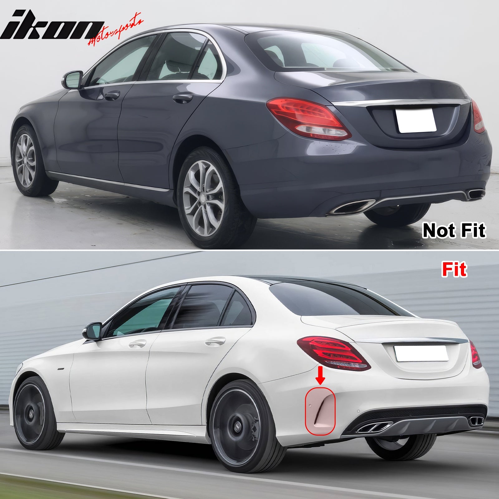 Fits 15-21 Benz W205 C-Class C63 C63S AMG B Style Rear Diffuser + Exhaust Tips