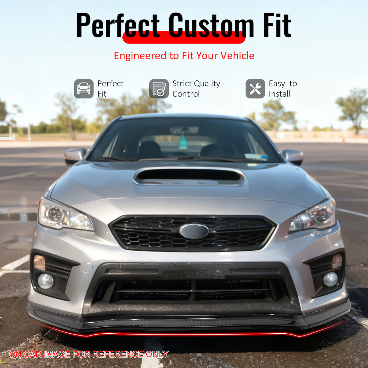 IKON MOTORSPORTS Front Bumper Lip, Compatible with 2015-2021 Subaru WRX & WRX STI, CS Style Matte Black PP Polypropylene Air Dam Chin Spoiler Protector Splitter 3PCS