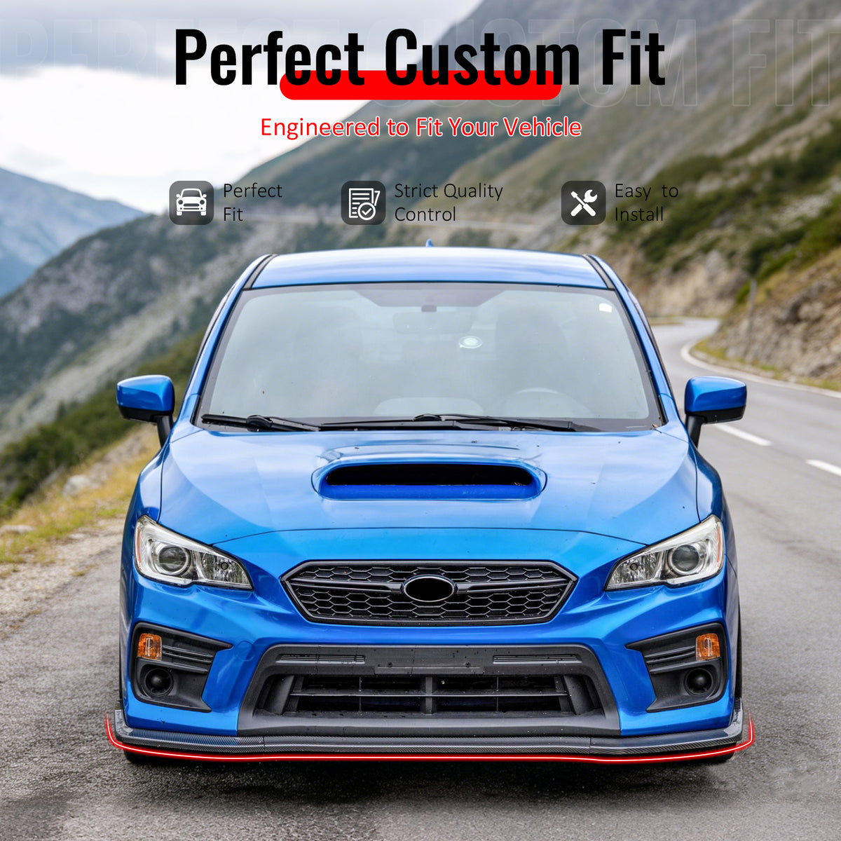 IKON MOTORSPORTS Front Bumper Lip, Compatible with 2015-2021 Subaru WRX & WRX STI, Carbon Fiber Print PP Air Dam Chin Spoiler Protector Splitter 3PCS