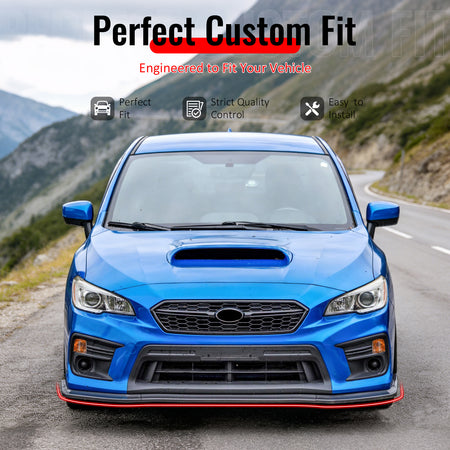 IKON MOTORSPORTS Front Bumper Lip, Compatible with 2015-2021 Subaru WRX & WRX STI, Carbon Fiber Print PP Air Dam Chin Spoiler Protector Splitter 3PCS