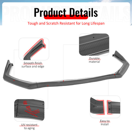 Fits 15-21 Subaru WRX & WRX STI Carbon Fiber Print Front Bumper Lip Spoiler 3PCS