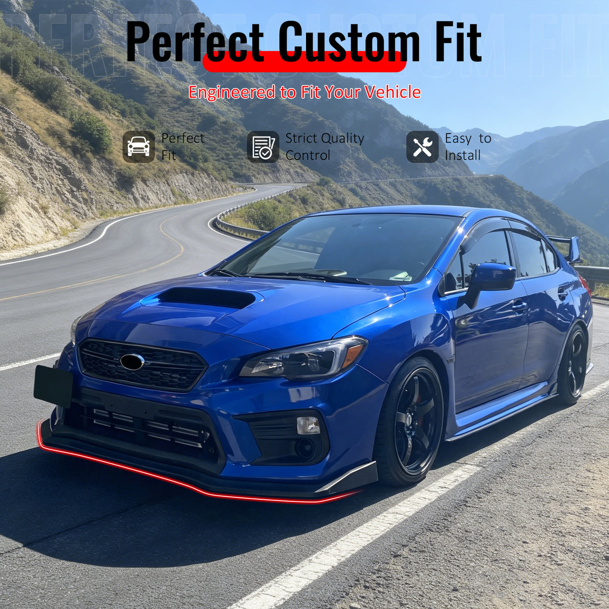 IKON MOTORSPORTS Front Bumper Lip, Compatible with 2015-2021 Subaru WRX & WRX STI, Matte Black PP Air Dam Chin Spoiler Protector Splitter 3PCS