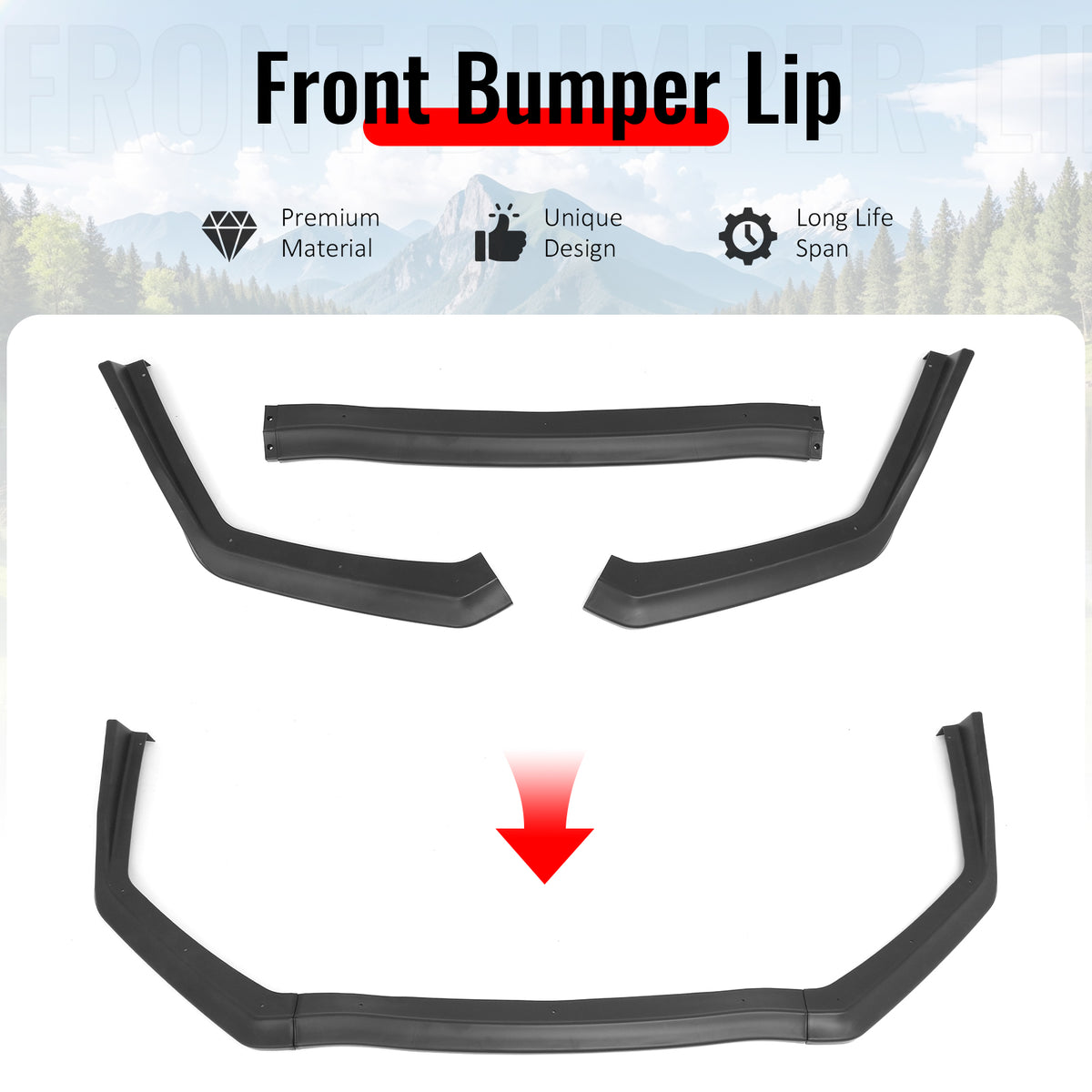 Fits 15-21 Subaru WRX & WRX STI Matte Black Front Bumper Lip Spoiler 3PCS Set