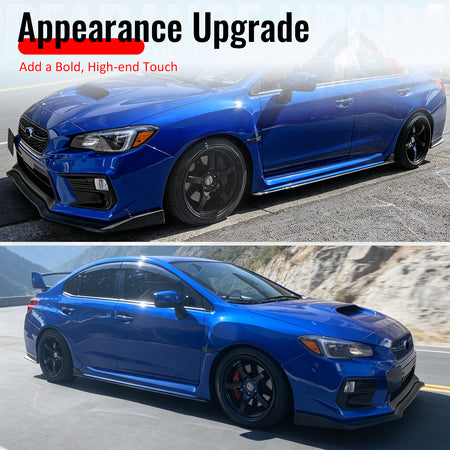 Fits 15-21 Subaru WRX & WRX STI Matte Black Front Bumper Lip Spoiler 3PCS Set