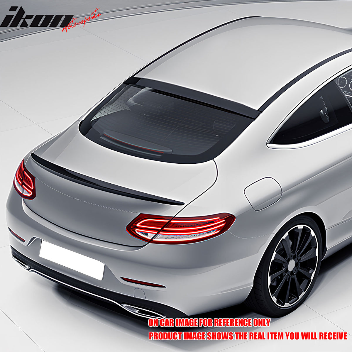 IKON MOTORSPORTS, Rear Window Roof Spoiler Compatible with 2015-2021 Mercedes-Benz W205 C-Class 2-Door Coupe, OE Style Black Real Carbon Fiber Top Roofline Windshield Visor Spoiler Wing