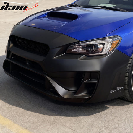 IKON MOTORSPORTS Front Bumper Cover, Compatible with 2015-2021 Subaru WRX/WRX STI, Varis Style Unpainted Black PP Polypropylene Replacement Bumper Conversion Bodykit