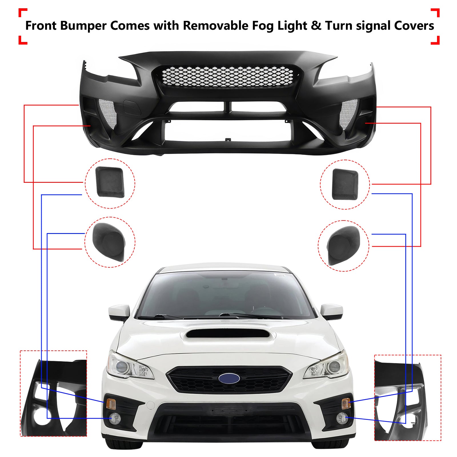 Fits 15-21 Subaru WRX STI Front Bumper Cover Varis Style Cover Conversion w/ Lip