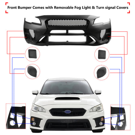 Fits 15-21 Subaru WRX STI Front Bumper Cover Varis Style Cover Conversion w/ Lip