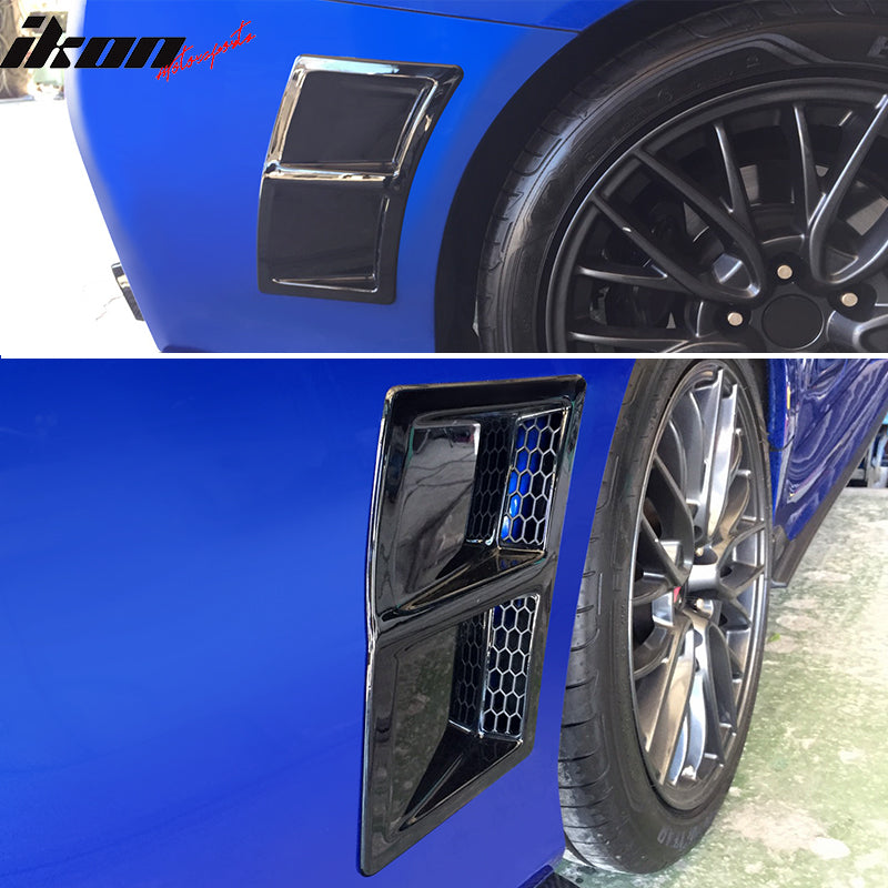 IKON MOTORSPORTS Rear Bumper Side Fender Vent, Compatible with 2015-2021 Subaru WRX & WRX STI, Unpainted Black ABS Plastic Rear Side Fender Vent Air Intake Cover 2PCS