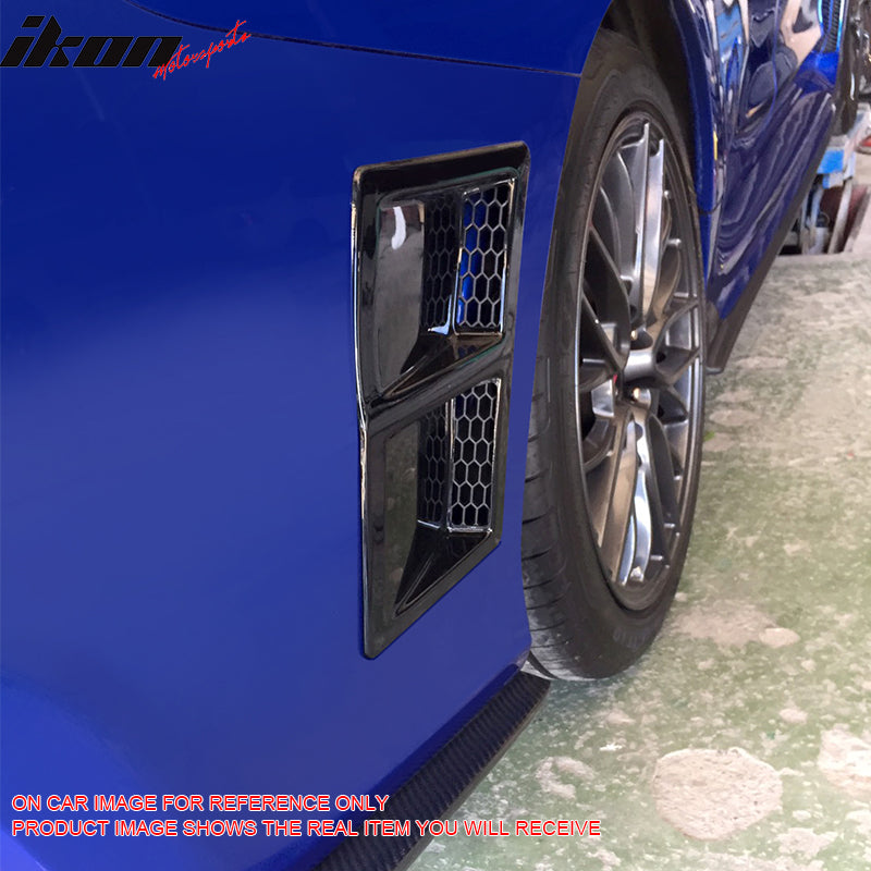 IKON MOTORSPORTS Rear Bumper Side Fender Vent, Compatible with 2015-2021 Subaru WRX & WRX STI, STI Style Painted #61K Dark Gray Metallic ABS Plastic Rear Side Fender Vent Air Intake Cover 2PCS
