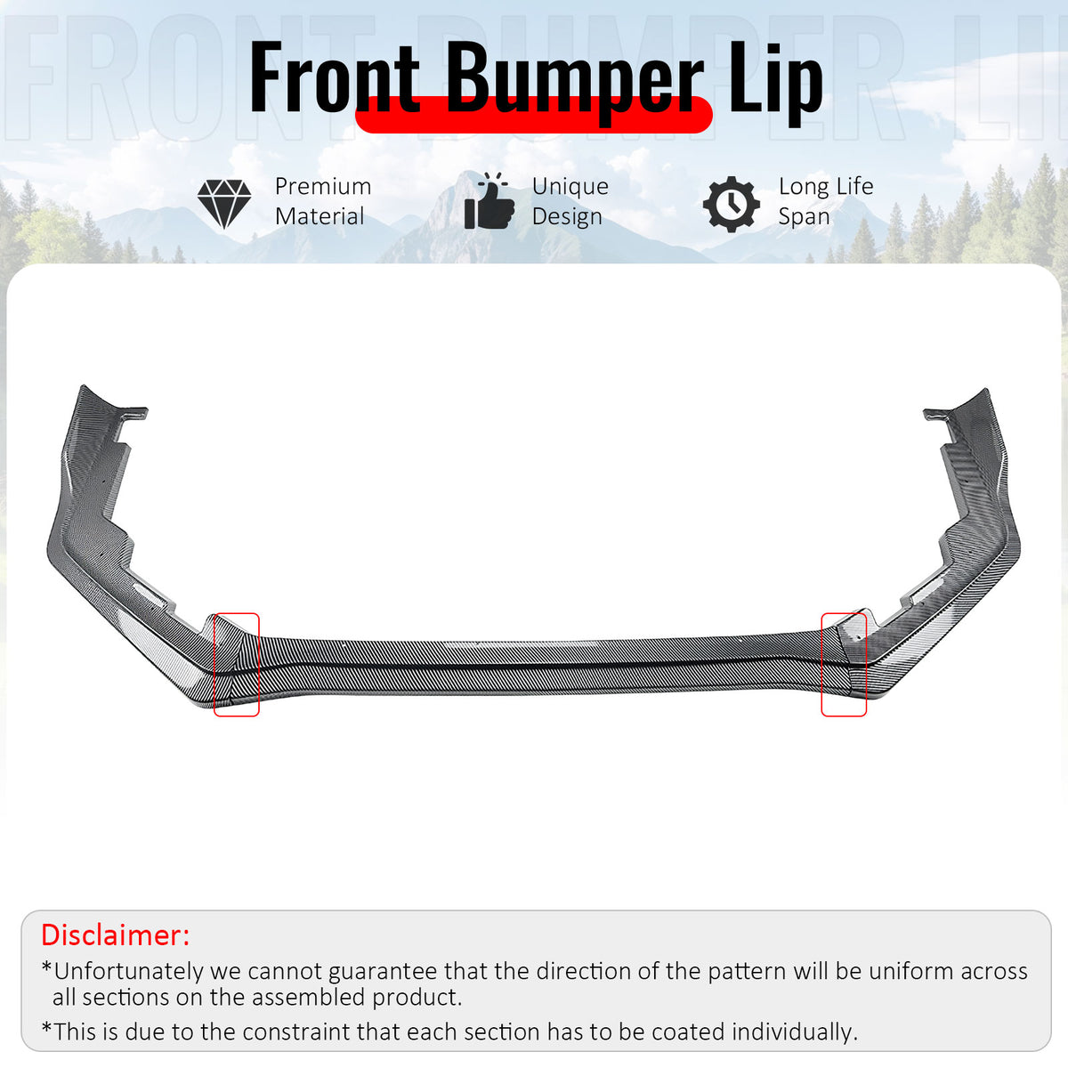 For 15-21 Subaru WRX STI CS2 Front Bumper Lip Chin Spoiler PP Carbon Fiber Print