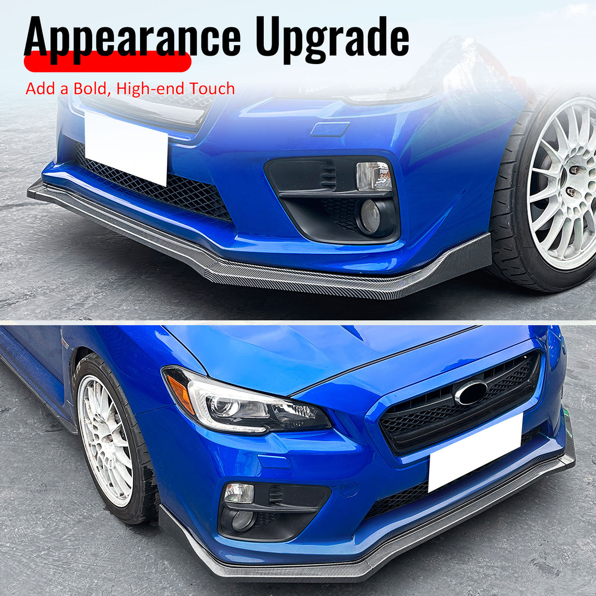 For 15-21 Subaru WRX STI CS2 Front Bumper Lip Chin Spoiler PP Carbon Fiber Print