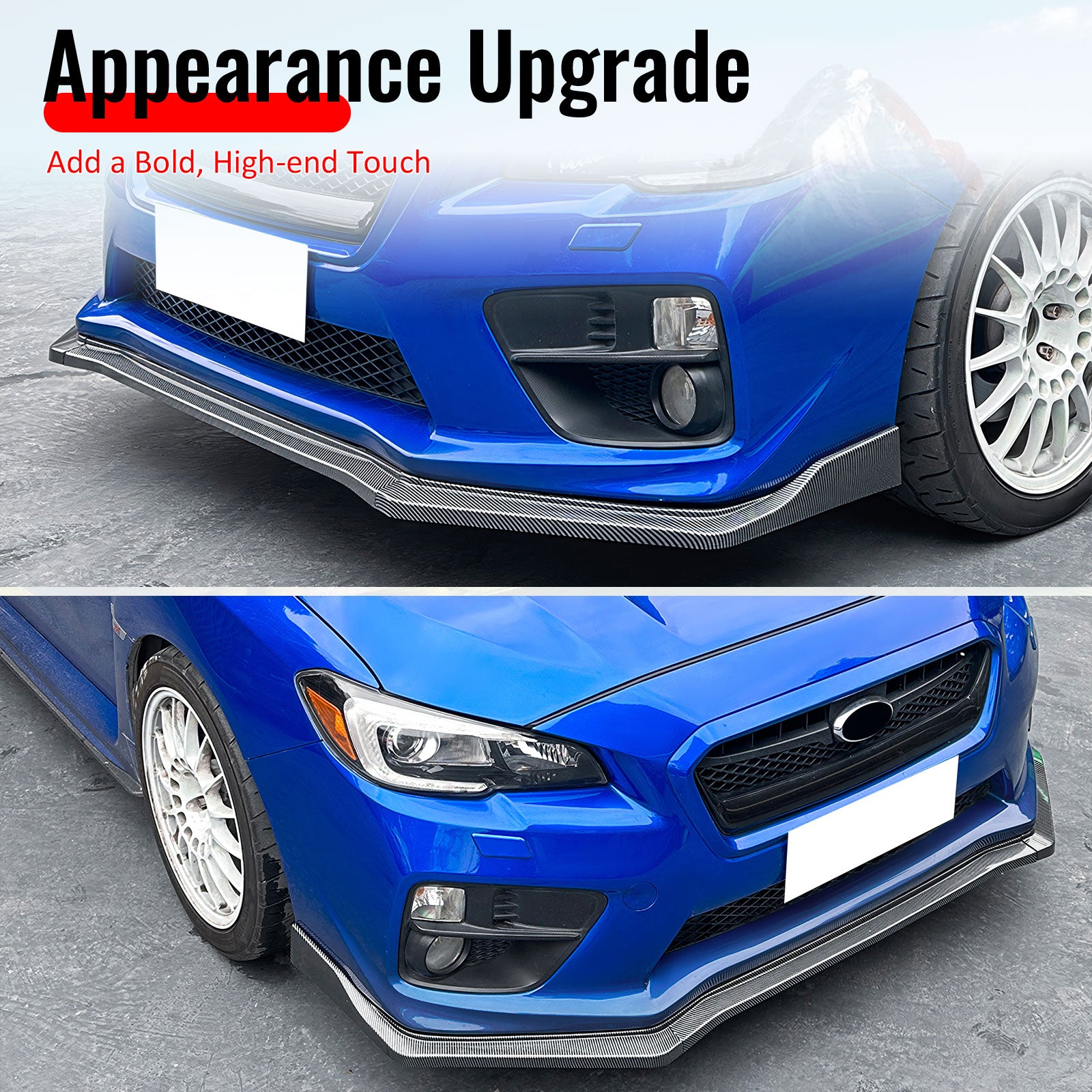 For 15-21 Subaru WRX STI CS2 Front Bumper Lip Chin Spoiler PP Carbon Fiber Print