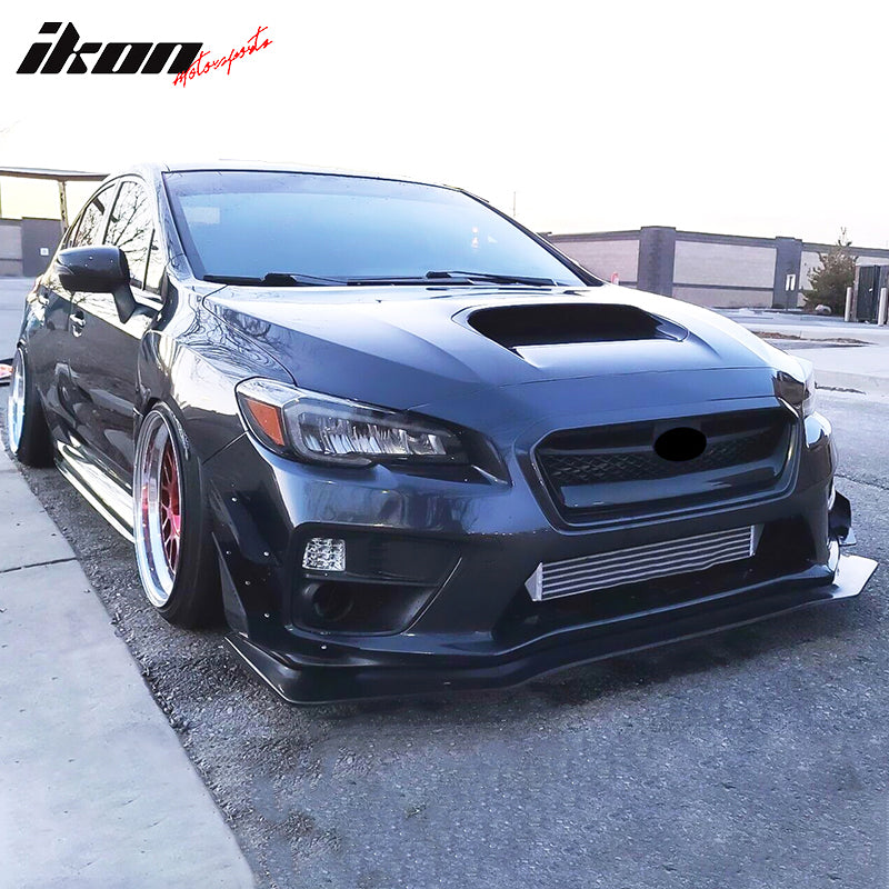 Front Bumper Lip Compatible With 2015-2021 Subaru WRX STI IKON V6 Style Unpainted PU by IKON MOTORSPORTS