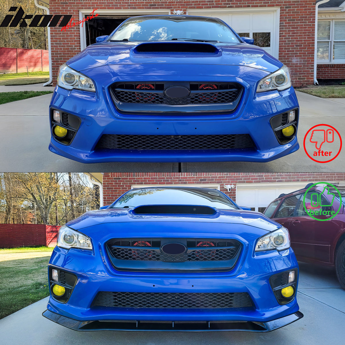 Fits 15-21 Subaru WRX STI MPX Style Front Bumper Lip Spoiler Carbon Fiber Print