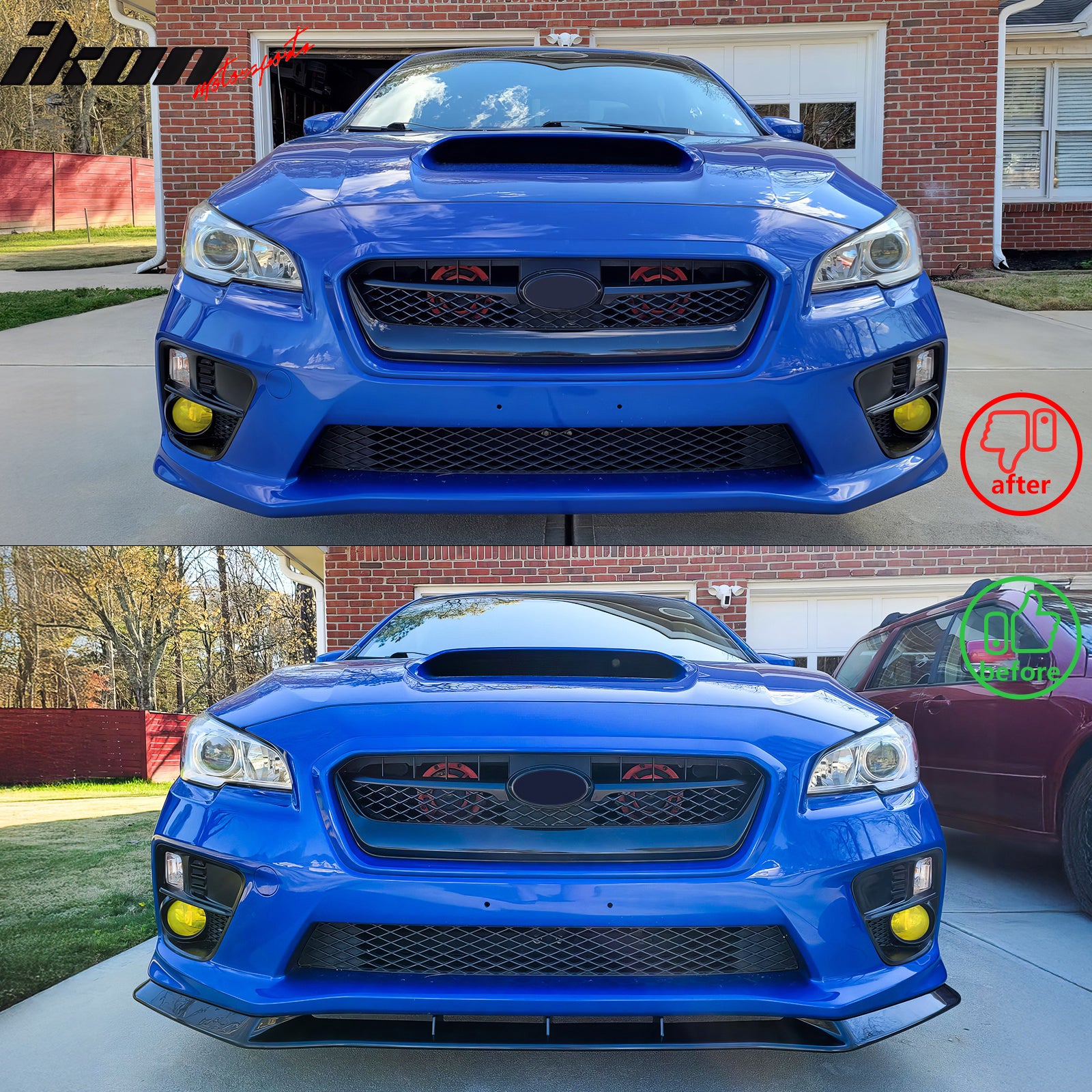 Fits 15-21 Subaru WRX STI MPX Style Front Bumper Lip Spoiler Carbon Fiber Print