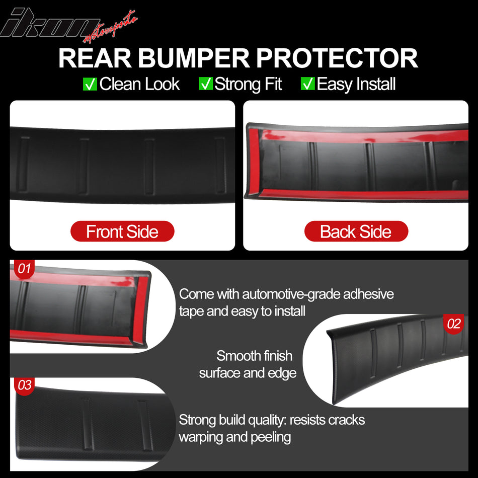 IKON MOTORSPORTS, Rear Bumper Protector Compatible With 2015-2021 Subaru WRX & WRX STI, Unpainted Black PP Polypropylene Waterproof Cargo Trunk Bumper Guard Sill Step Plate Pad Cover Trim