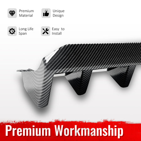 Fits 15-21 Subaru WRX HT Style 4-Fin Rear Bumper Diffuser ABS Carbon Fiber Print