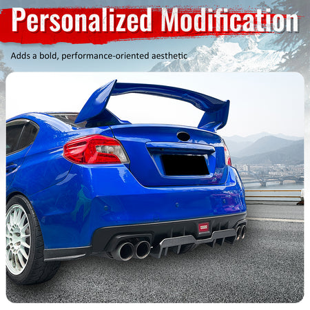 Fits 15-21 Subaru WRX HT Style 4-Fin Rear Bumper Diffuser ABS Carbon Fiber Print