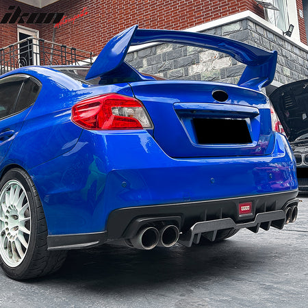 Fits 15-21 Subaru WRX HT Style 4-Fin Rear Bumper Diffuser ABS Carbon Fiber Print