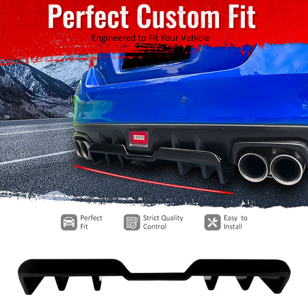 IKON MOTORSPORTS Rear Bumper Lip, Compatible with 2015-2021 Subaru WRX & WRX STI, HT Style Gloss Black ABS Shark Fin Rear Lower Spoiler Air Dam Chin Valance Splitter 1PC
