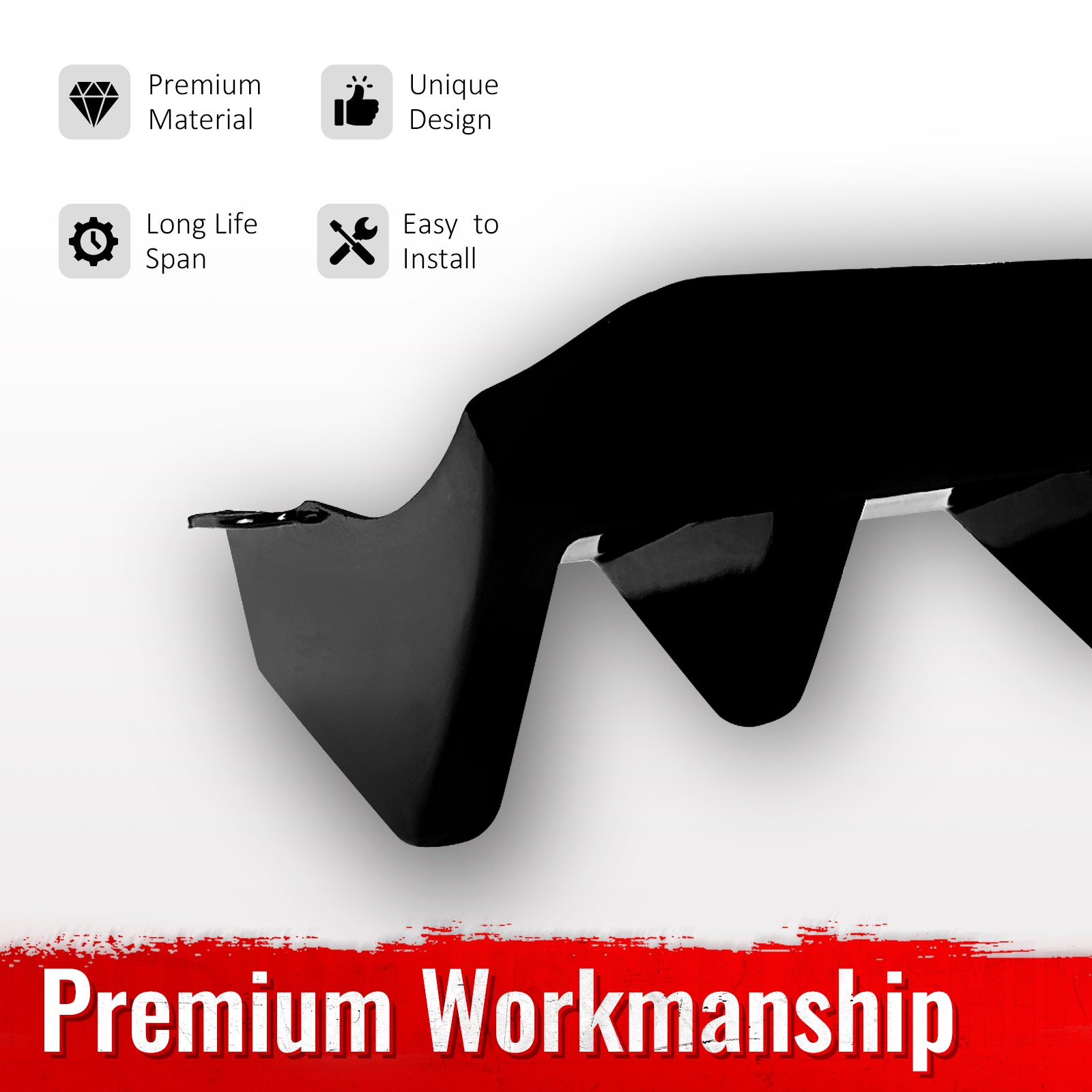 Fits 15-21 Subaru WRX HT Style Rear Bumper Diffuser Lip W/ 4-Fin ABS Gloss Black