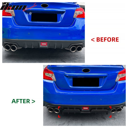 Fits 15-21 Subaru WRX HT Style Rear Bumper Diffuser Lip W/ 4-Fin ABS Gloss Black