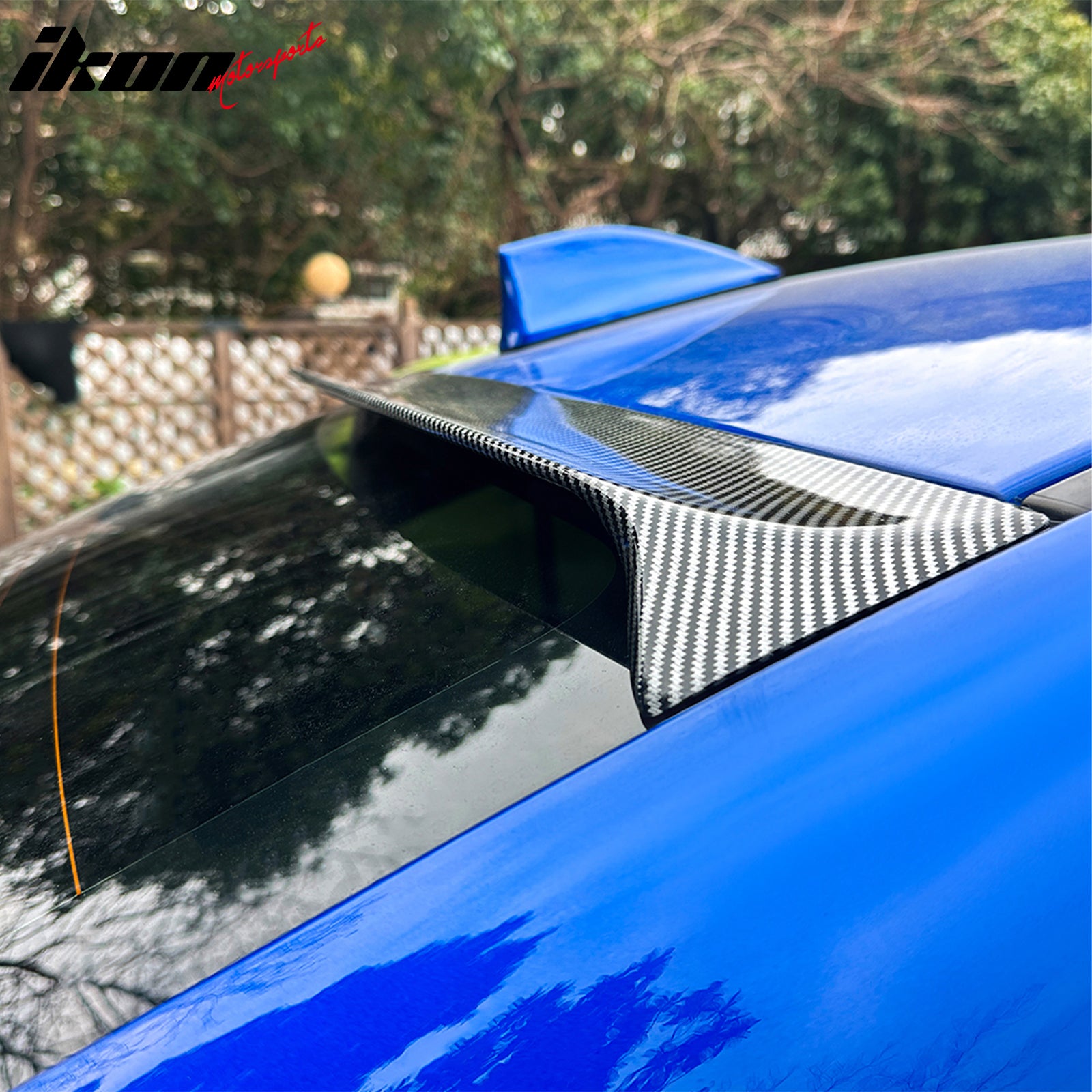 Fits 15-21 Subaru WRX IKON Carbon Fiber Print Rear Window Roof Spoiler Wing ABS