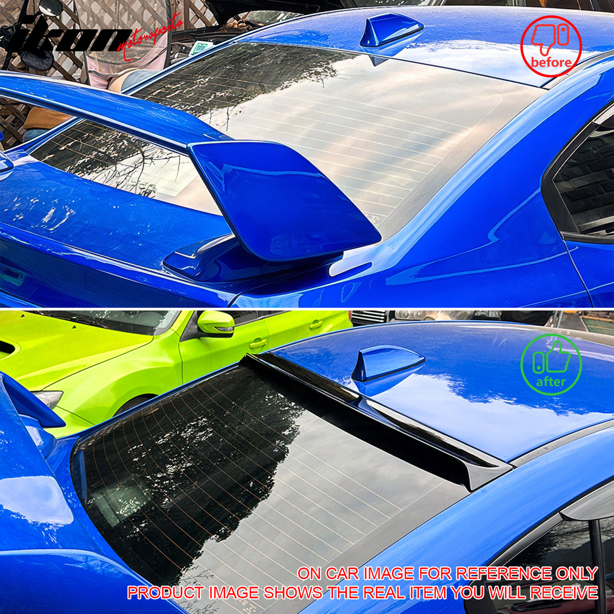 Fits 15-21 Subaru WRX IKON Carbon Fiber Print Rear Window Roof Spoiler Wing ABS