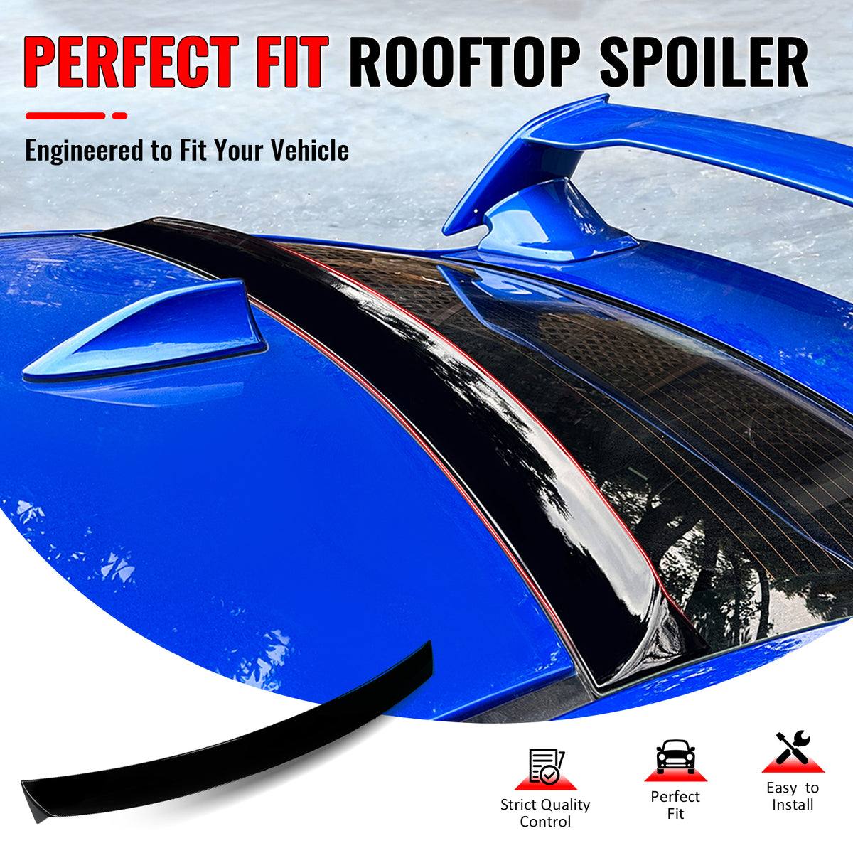 IKON MOTORSPORTS, Rear Window Roof Spoiler Compatible with 2015-2021 Subaru WRX & WRX STI, IKON Style Gloss Black ABS Plastic Add-on Top Roofline Windshield Visor Spoiler Wing