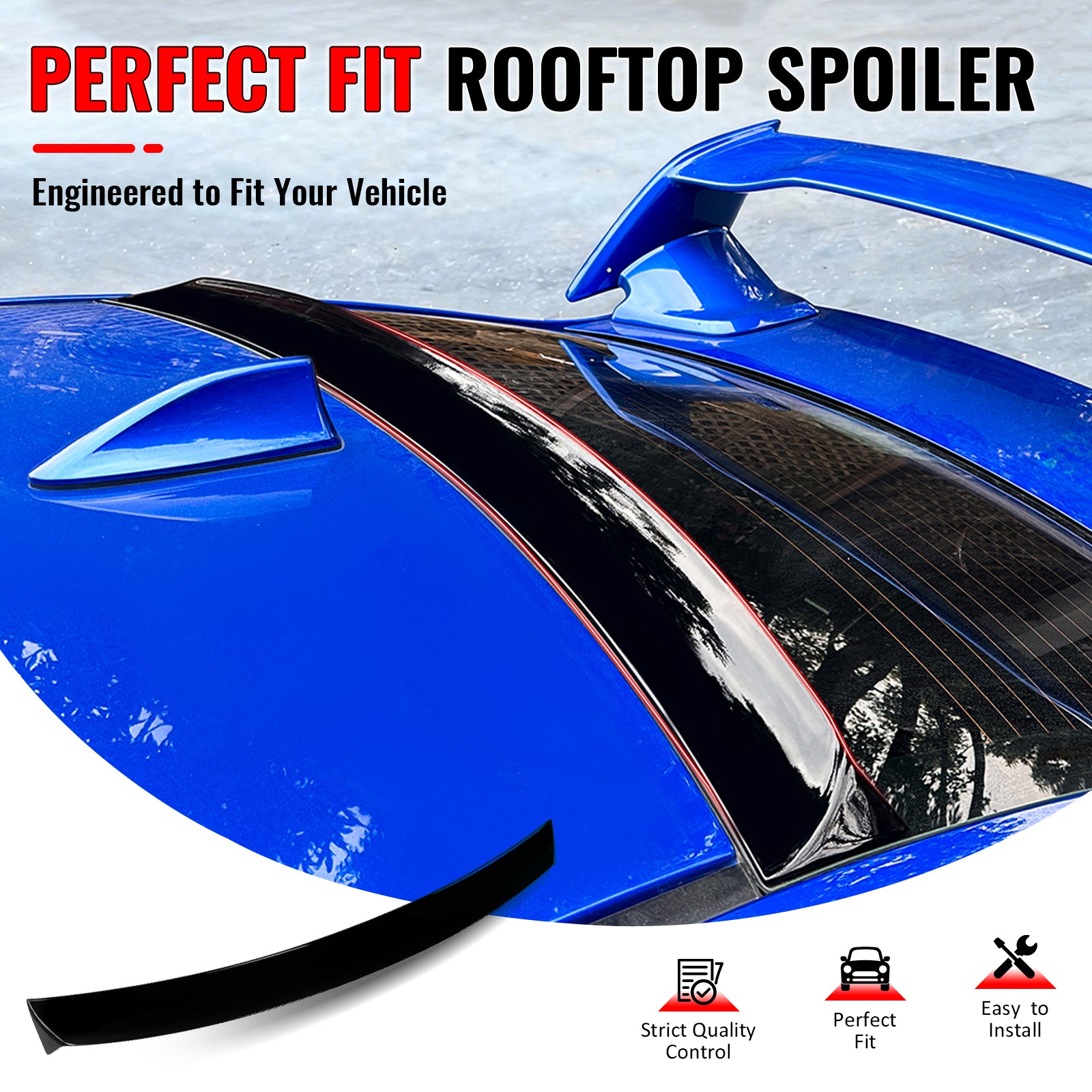 IKON MOTORSPORTS, Rear Window Roof Spoiler Compatible with 2015-2021 Subaru WRX & WRX STI, IKON Style Gloss Black ABS Plastic Add-on Top Roofline Windshield Visor Spoiler Wing