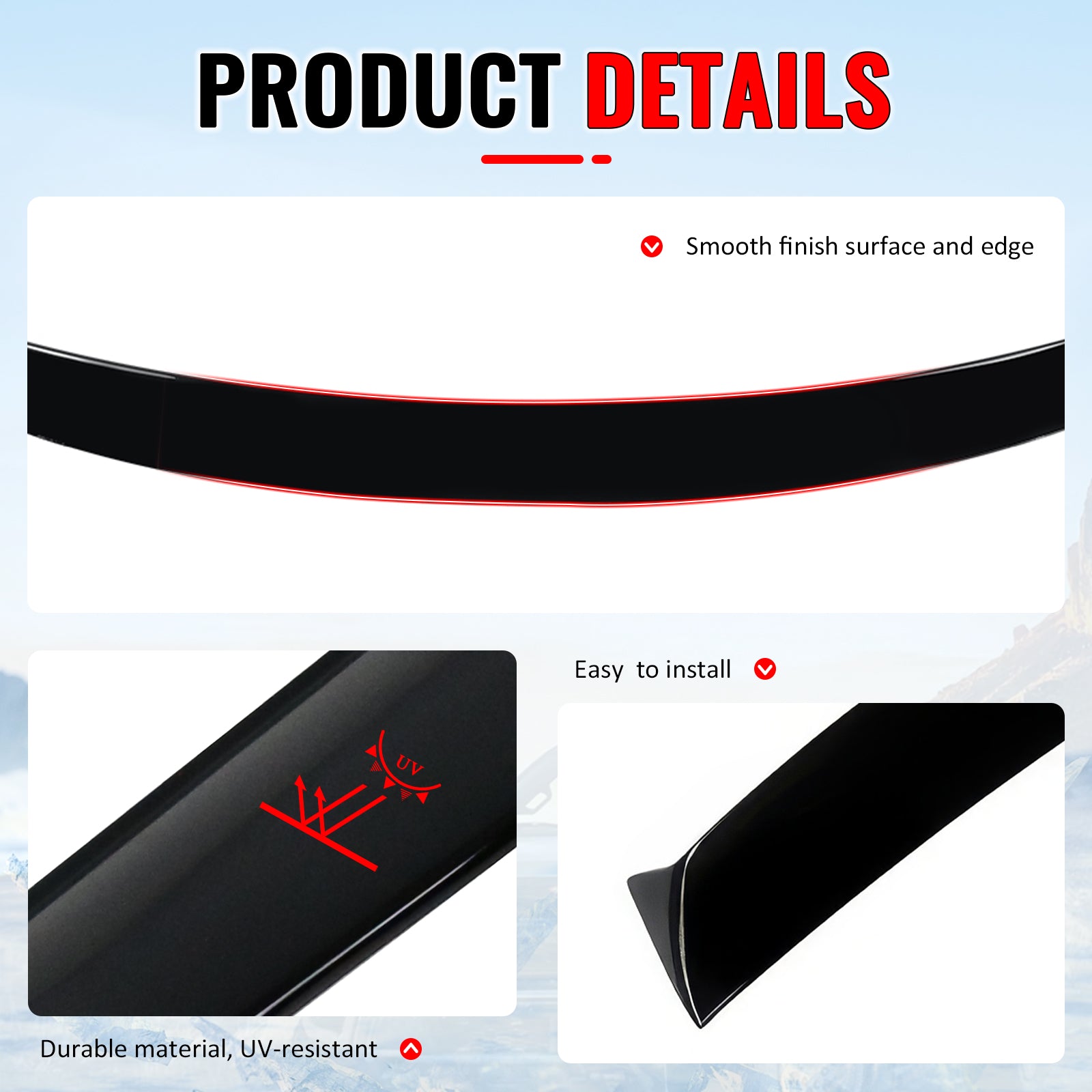 Fits 15-21 Subaru WRX 4th Gen IKON Gloss Black Rear Window Roof Spoiler Wing ABS